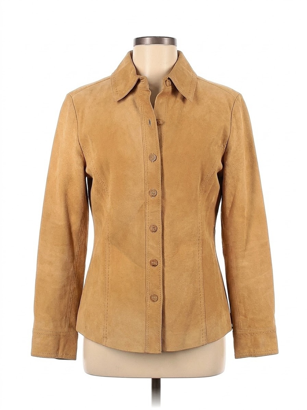 Women's Tan Suede Button-Front Jacket